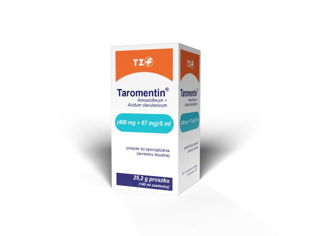 Taromentin interakcje ulotka proszek do sporządzania zawiesiny doustnej (400mg+57mg)/5ml 140 ml (25,2 g)