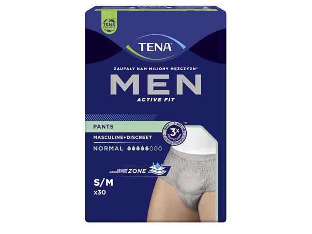 Tena Men Pants Majtki chłonne normal grey S/M interakcje ulotka majtki chłonne  30 szt.