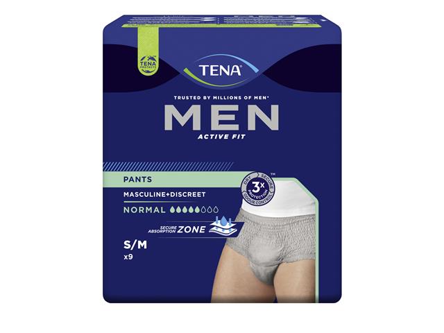 Tena Men Pants Majtki chłonne normal grey S/M OTC edition interakcje ulotka majtki chłonne  9 szt.