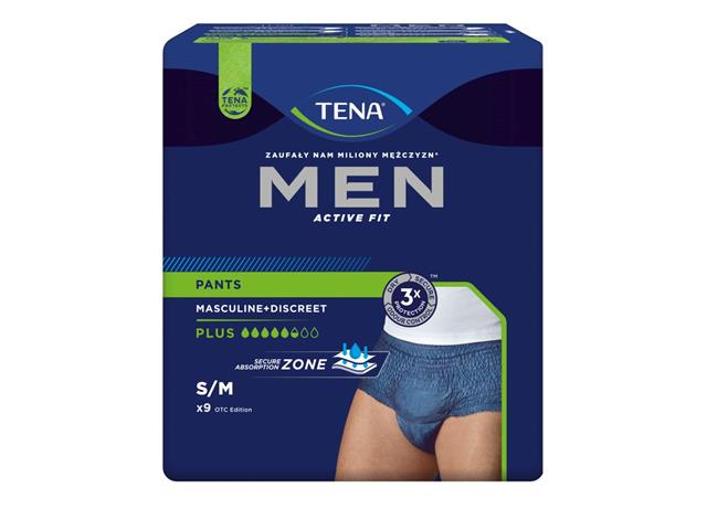 Tena Men Pants Majtki chłonne plus blue S/M interakcje ulotka majtki chłonne  30 szt.