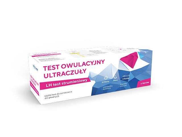 Test owulacyjny strumieniowy ultraczuły LH interakcje ulotka test owulacyjny strumieniowy - 5 szt.