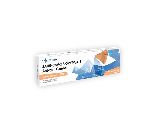 Test Sars-CoV-2 Grypa A+B Zestaw testowy antygen combo LFIA interakcje ulotka test  1 szt.