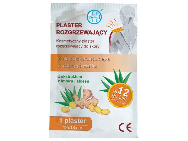 Testeo Plaster do skóry kosmetyczny rozgrzewający z ekstraktem z imbiru i aloesu 12 x 18 cm interakcje ulotka plaster 1 szt.