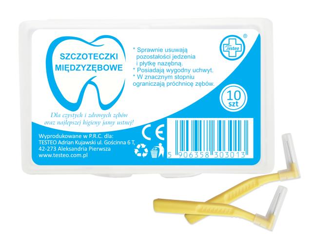 Testeo Szczoteczki międzyzębowe żółte 0,7 mm interakcje ulotka szczotka - 10 szt.