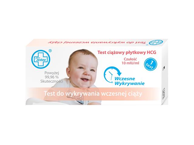 Testeo Test do wykrywania wczesnej ciąży płytkowy HCG interakcje ulotka test ciążowy płytkowy  1 szt.