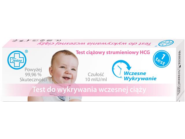 Testeo Test do wykrywania wczesnej ciąży strumieniowy HCG interakcje ulotka test ciążowy strumieniowy  1 szt.