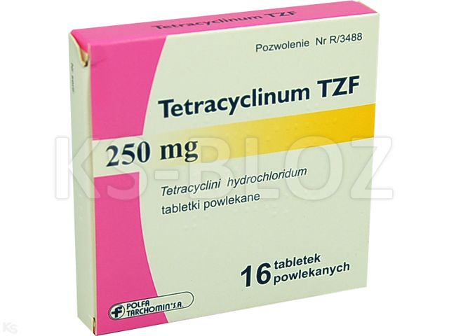 Tetracyclinum TZF interakcje ulotka tabletki powlekane 250 mg 16 tabl.