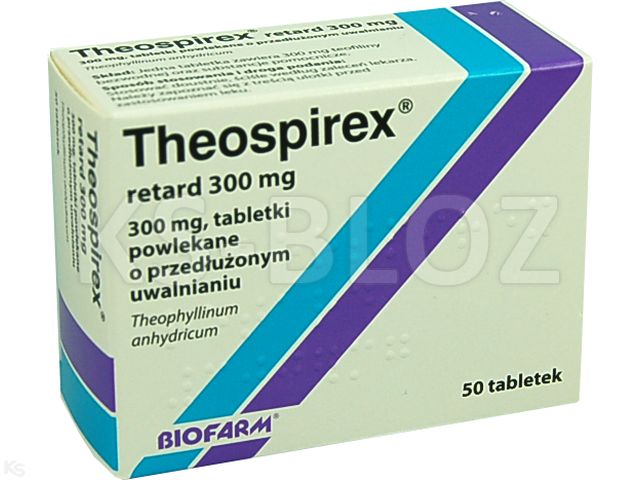 Theospirex Retard interakcje ulotka tabletki o przedłużonym uwalnianiu 300 mg 50 tabl.