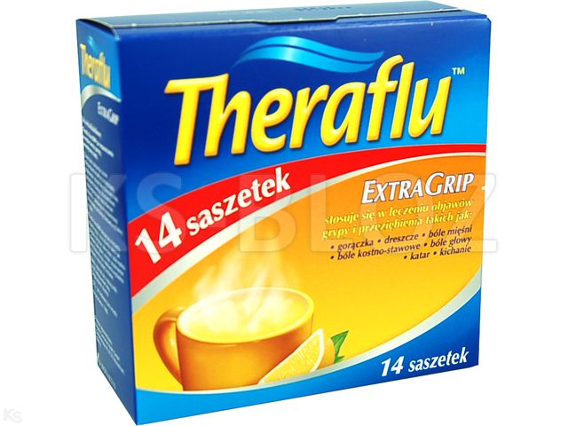 Theraflu Extragrip interakcje ulotka proszek do sporządzania roztworu doustnego 650mg+10mg+20mg 14 sasz.