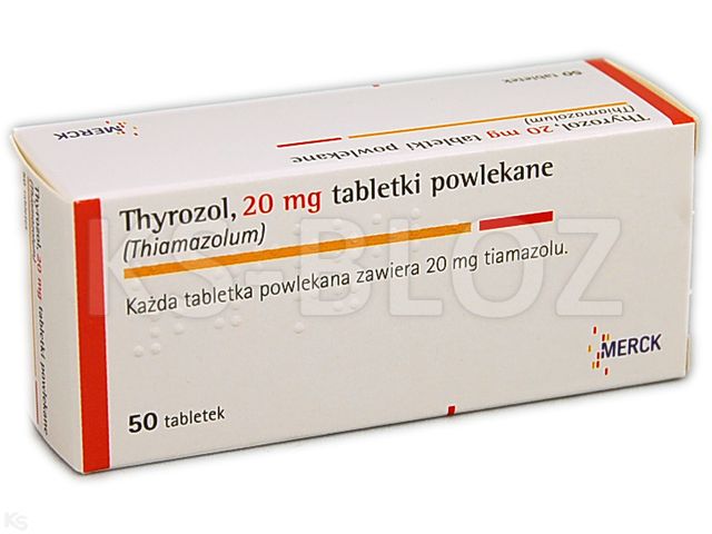 Thyrozol interakcje ulotka tabletki powlekane 20 mg 50 tabl. | 5 blist.po 10 szt.