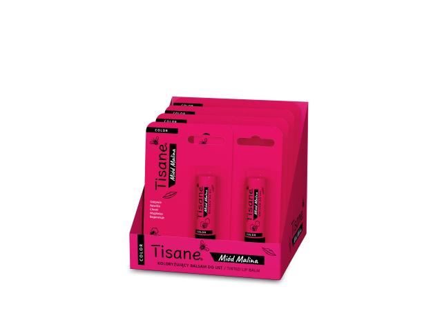 Tisane Miód Malina Balsam koloryzujący do ust display interakcje ulotka zestaw - 8 szt.