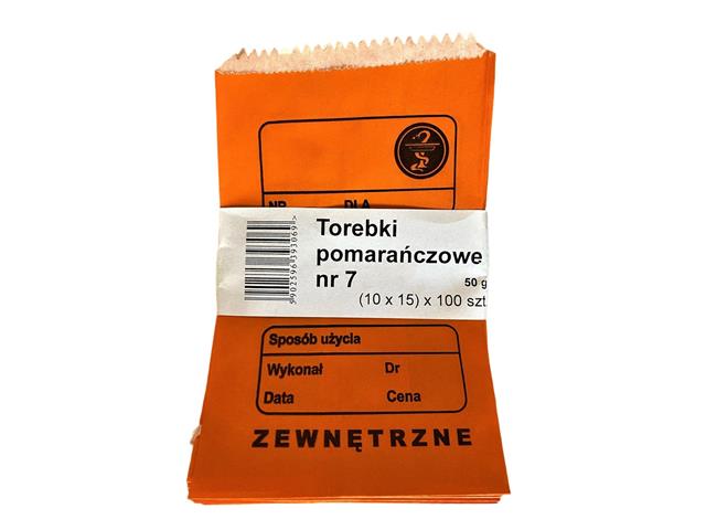 Torebki recepturowe pomarańczowe NR 7 interakcje ulotka torebka  100 szt.