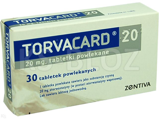 Torvacard 20 interakcje ulotka tabletki powlekane 20 mg 30 tabl. | 3 blist.al.po 10 szt.