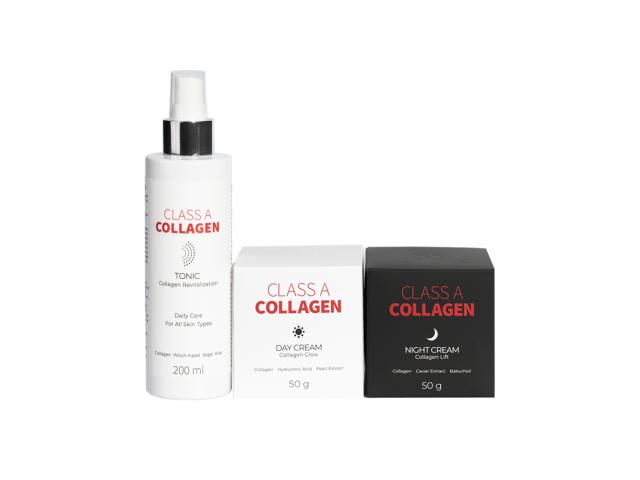 Trio Class A Collagen Zestaw Krem na dzień + Krem na noc + Tonic interakcje ulotka zestaw  50 ml (+ 50 ml + 200 ml)