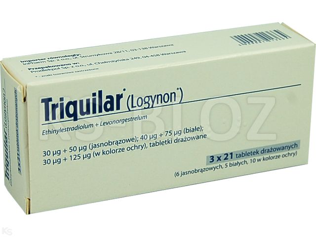 Triquilar interakcje ulotka tabletki drażowane 30mcg+50mcg+40mcg+75mcg+30mcg+125mcg 63 tabl.