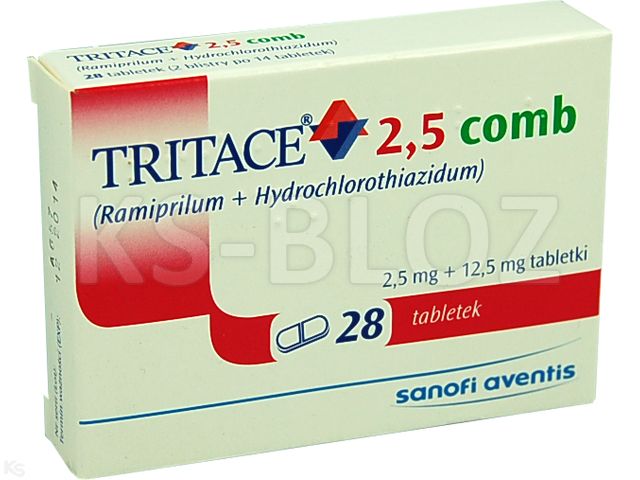 Tritace 2,5 Comb interakcje ulotka tabletki 2,5mg+12,5mg 28 tabl. | 2 blist.po 14 szt.