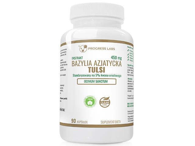 Tulsi 450 mg Ekstrakt bazylia azjatycka interakcje ulotka kapsułki - 90 kaps.
