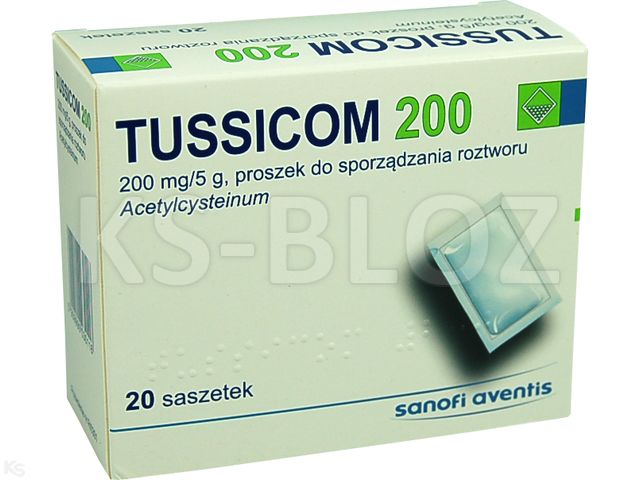 Tussicom 200 interakcje ulotka proszek do sporządzania roztworu 200 mg/5g 20 sasz. po 5 g