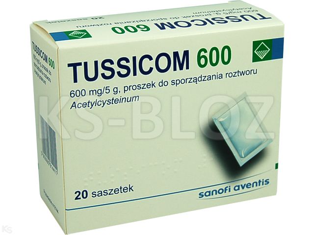 Tussicom 600 interakcje ulotka proszek do sporządzania roztworu 0,6 g/5g 20 sasz. po 5 g