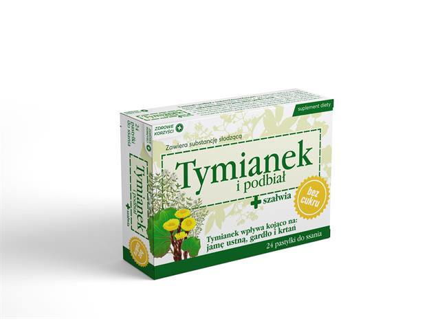 Tymianek I Podbiał + Szałwia Zdrowe Korzyści interakcje ulotka pastylki do ssania - 24 pastyl.