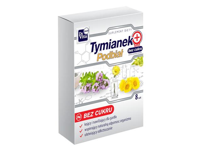 Tymianek Plus Podbiał Bez Cukru interakcje ulotka pastylki do ssania - 8 pastyl.