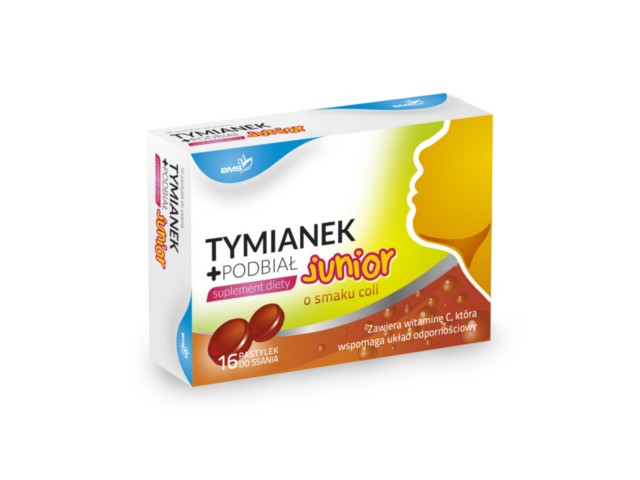 Tymianek + Podbiał junior BMS interakcje ulotka tabletki do ssania - 16 tabl. (2 blist. po 8 tabl.)