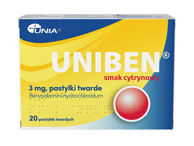 Uniben smak cytrynowy interakcje ulotka pastylki twarde 3 mg 20 pastyl.