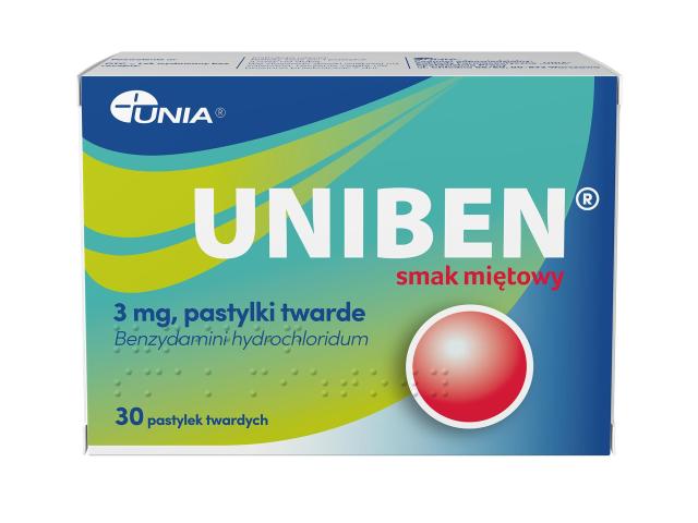 Uniben smak miętowy interakcje ulotka pastylki twarde 3 mg 30 pastyl.