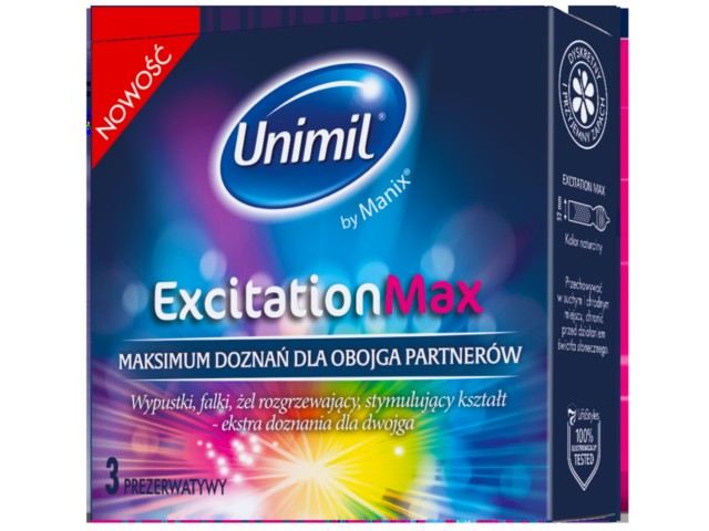 Unimil Excitation Max Prezerwatywy lateks interakcje ulotka prezerwatywa  3 szt.