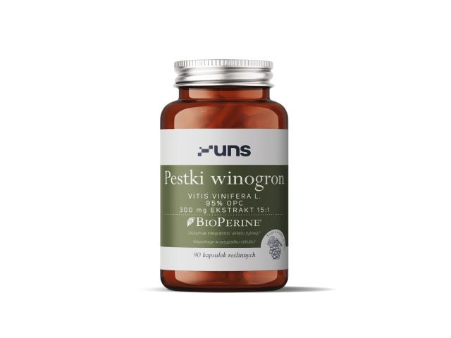 UNS Pestki Winogron + Bioperine interakcje ulotka kapsułki z roślinnej celulozy  90 kaps.