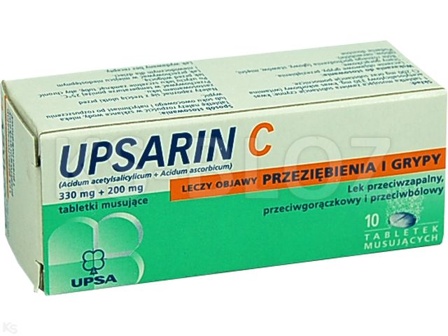 Upsarin C interakcje ulotka tabletki musujące 330mg+200mg 10 tabl.