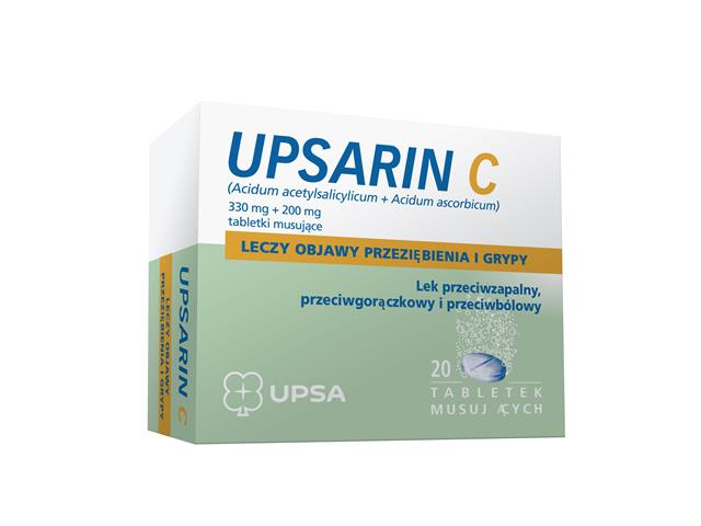 Upsarin C interakcje ulotka tabletki musujące 330mg+200mg 20 tabl.