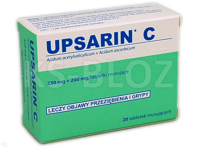 Upsarin C interakcje ulotka tabletki musujące 0,33g+0,2g 20 tabl.