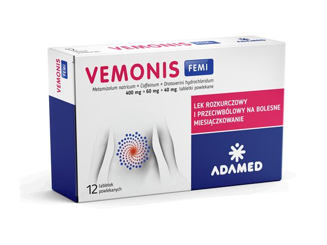 Vemonis Intense interakcje ulotka tabletki powlekane 400mg+60mg+40mg 12 tabl.