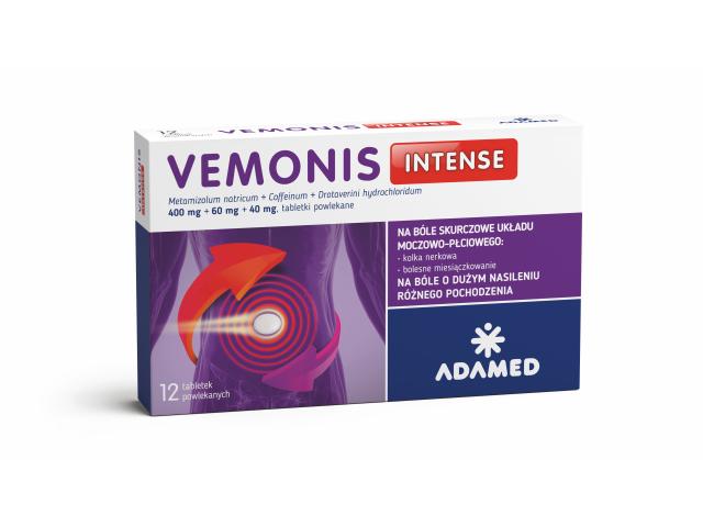 Vemonis Intense (Vemonis Femi) interakcje ulotka tabletki powlekane 400mg+60mg+40mg 12 tabl.