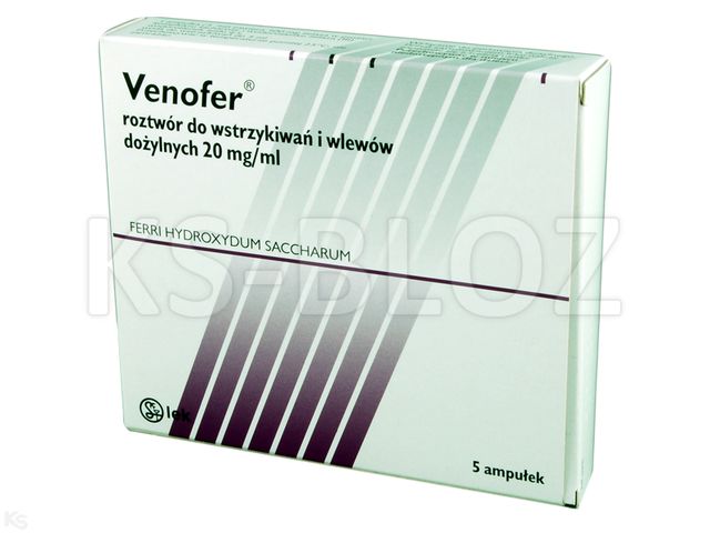Venofer interakcje ulotka roztwór do wstrzykiwań i infuzji 20 mg/ml 5 amp. po 5 ml