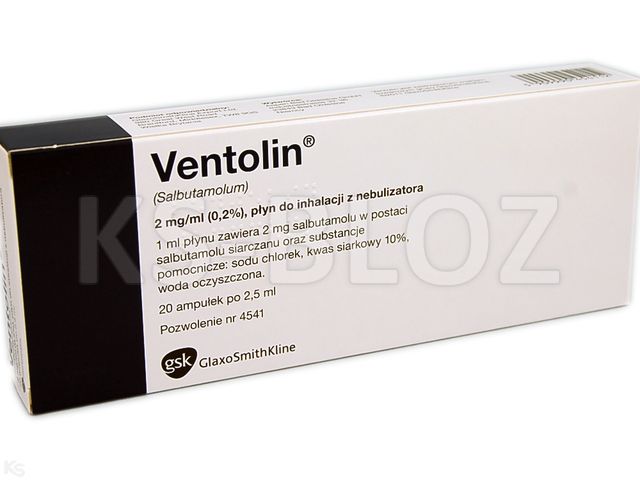 Ventolin interakcje ulotka płyn do inhalacji z nebulizatora 2 mg/ml 20 amp. po 2.5 ml