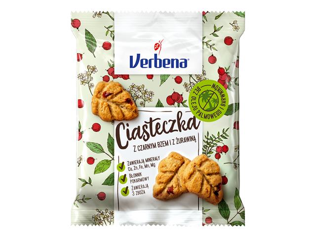Verbena Ciasteczka z czarnym bzem, żurawiną interakcje ulotka ciastka - 40 g