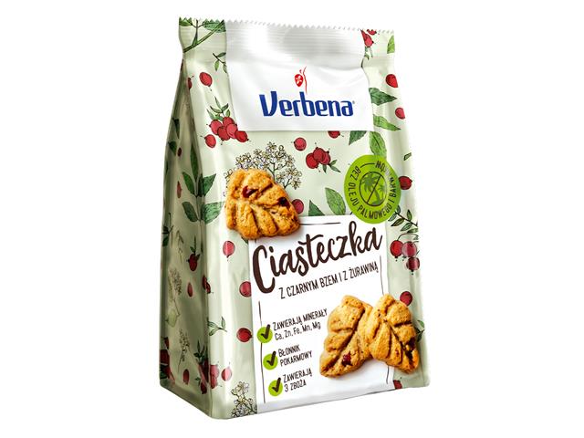 Verbena Ciasteczka z czarnym bzem, żurawiną interakcje ulotka ciastka  90 g