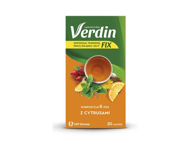 Verdin Fix z cytrusami interakcje ulotka susz  20 sasz.