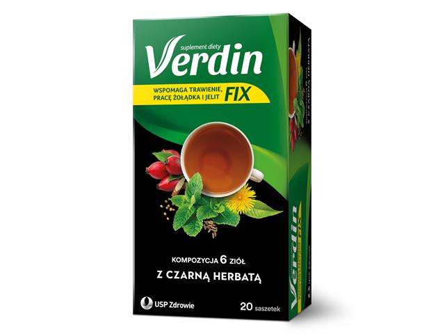 Verdin Fix Z Czarną Herbatą interakcje ulotka zioła do zaparzania w saszetkach  20 sasz.
