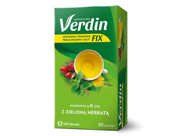 Verdin Fix Z Zieloną Herbatą interakcje ulotka zioła do zaparzania w saszetkach  20 sasz.