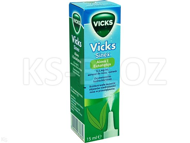 Vicks Sinex aloes, eukaliptus interakcje ulotka aerozol do nosa, roztwór 500 mcg/ml 15 ml