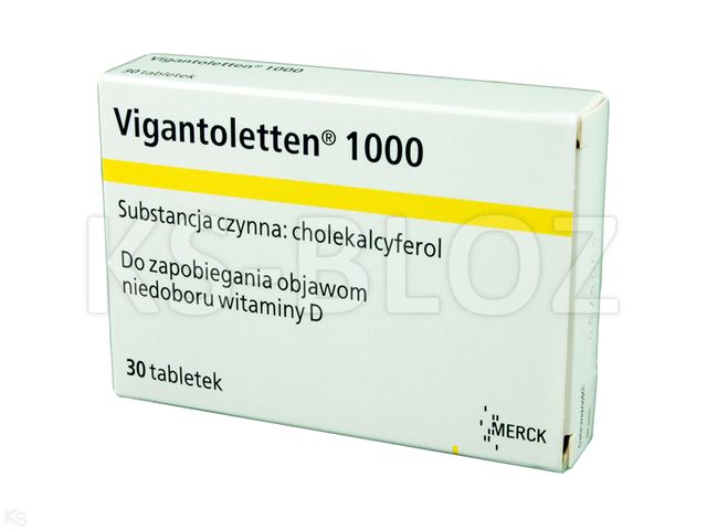 Vigantoletten 1000 interakcje ulotka tabletki 1 000 j.m. (25 mcg) 30 tabl. (blist.)