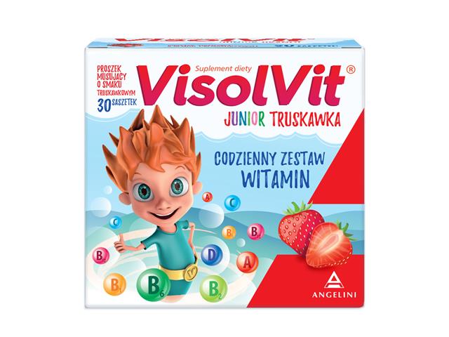 Visolvit Junior truskawka interakcje ulotka granulat musujący  30 sasz.