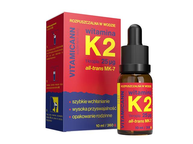 VITAMICANN Rozpuszczalna w wodzie witamina K2 interakcje ulotka krople - 10 ml