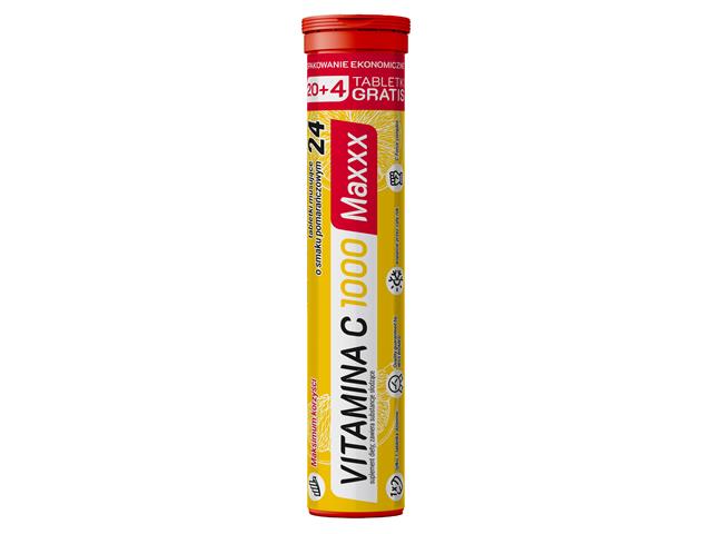 Vitamina C 1000 Maxxx interakcje ulotka tabletki  24 tabl.