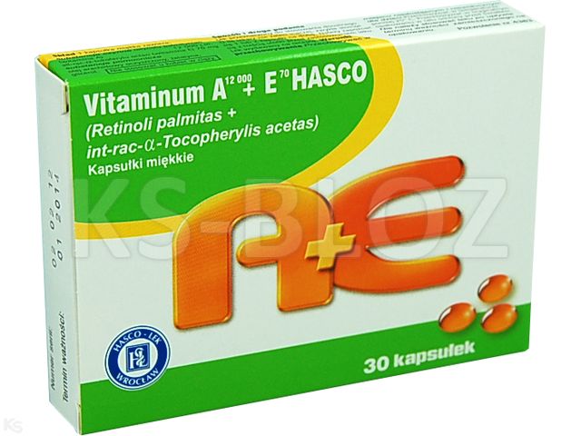Vitaminum A 12000 + E70 Hasco interakcje ulotka kapsułki miękkie 12000j.m.+70mg 30 kaps. | blister