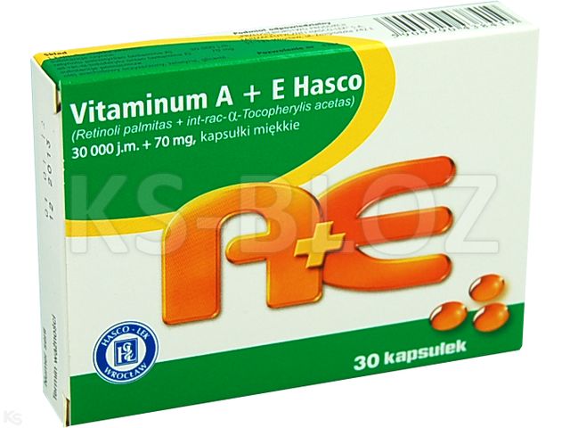 Vitaminum A + E Hasco interakcje ulotka kapsułki miękkie 30000j.m.+70mg 30 kaps. | blister