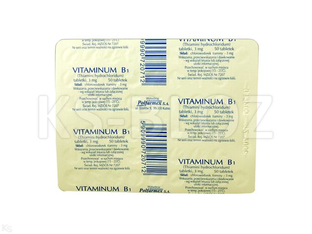 Vitaminum B1 Polfarmex interakcje ulotka tabletki 3 mg 50 tabl. | blister